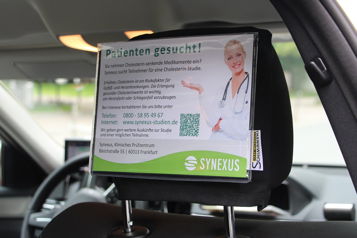 Kopfstützenwerbung im Taxi – Kundenbeispiel: Synexus